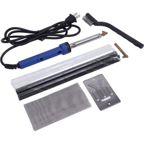Kit de soudure plastique pour réparation auto et bricolage, fer chaud avec support, grille en acier et brosse métallique, 80W, norme US 110V. (1/5)