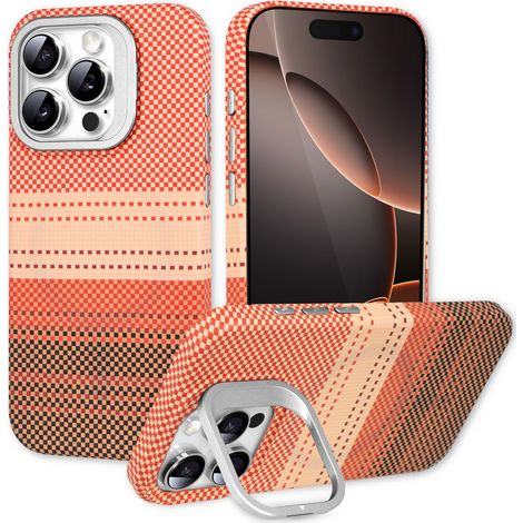 Funda para iPhone 16 Pro Max, con soporte integrado, compatible con MagSafe, color naranja atardecer. (1/5)
