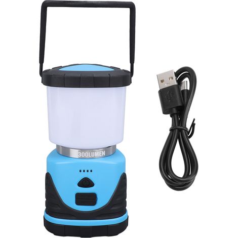 Lanterne Camping Rechargeable USB 300lm Étanche IP65 3 Modes Lumière 6800mAh Portable pour Tente Randonnée Secours Bleu (1/5)