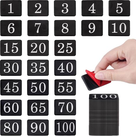 100Pcs Étiquettes Numérotées en Aluminium 1-100 Plaques Métalliques Numérotées pour Casier 4x3cm Plaques Rectangulaires Numérotées pour Casier avec Adhésif Autocollant pour Porte Bureau (1/5)