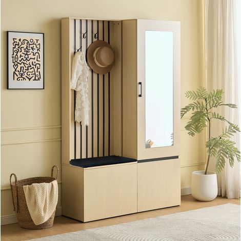 Mobile da ingresso con specchio e panca, in legno MDF, 3 colli DESVIAE (1/5)