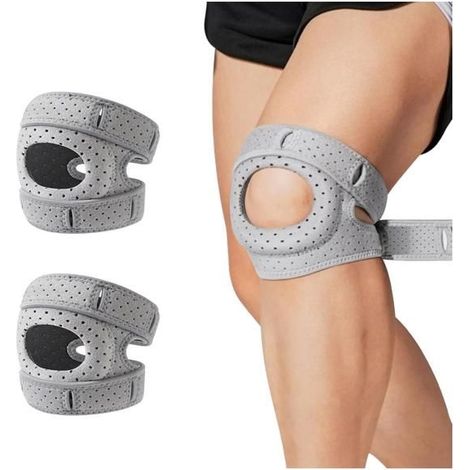 Genouillère Ortho, Genouillère Rotulienne Réglable Genouillères Ortho Rotule, Pour Les Coureurs,Tennis, Arthrite Rotule(2, Gris) (1/5)