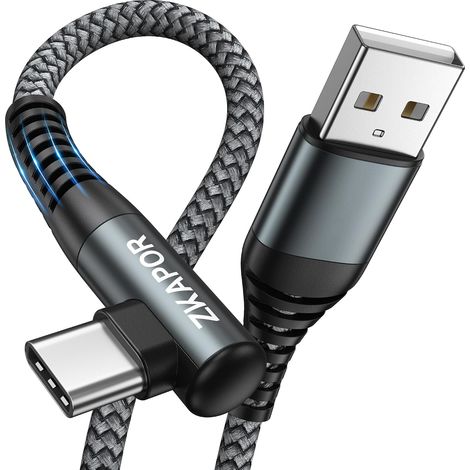 Câble USB C 1M, 90 Degrés 3.1A Câble Type C Coudé Chargeur Rapide (1/5)