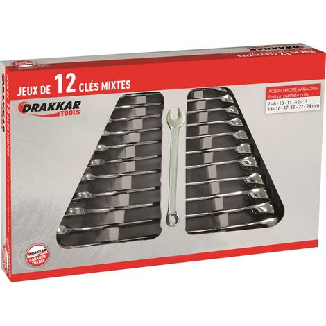 DRAKKAR-TOOLS - Jeu de 12 clés mixtes - 13912 - Ce produit de marque DRAKKAR-TOOLS est neuf.