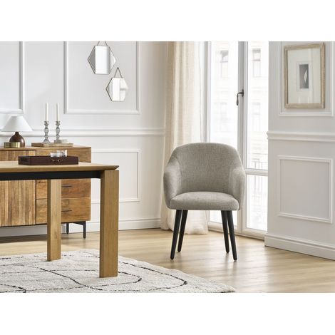 BOBOCHIC - Chaise SOPHIE tissu texturé et pieds scandinaves noirs Beige (1/5)