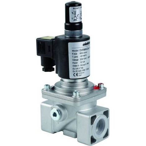 Electrovanne gaz à réarmement manuel NC Aluminium 3/4'' 600mBar (1/2)