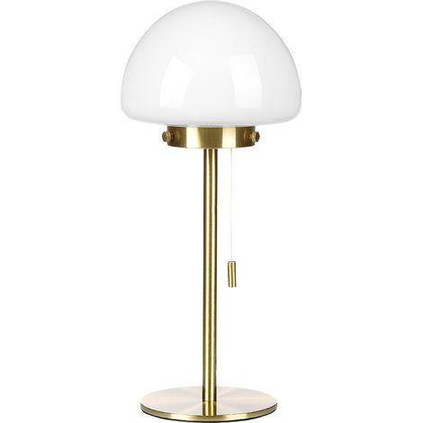 Lámpara de mesa de vidrio dorado blanco 39 cm base metal pantalla interruptor Moruga