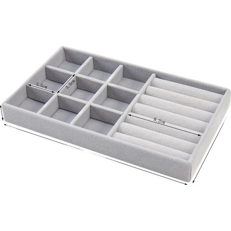 Organizzatore per gioielli, in velluto, design resistente, con 9 scomparti a griglia. (1/2)