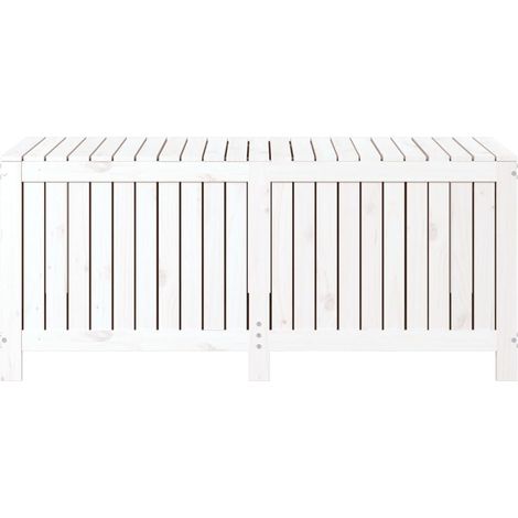 Coffre de rangement de jardin en bois massif de pin Pelika – Élégance rustique et grande capacité-Blanc (1/5)