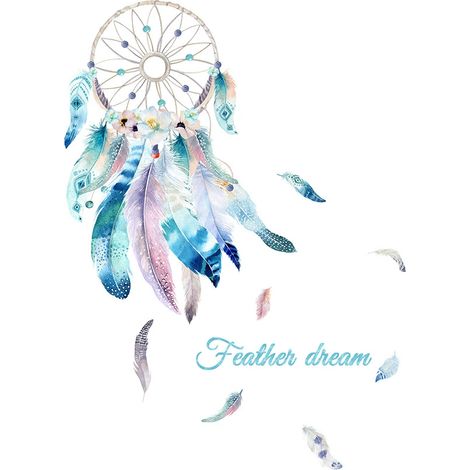 Lntyq Autocollant Mural Dream Catcher, Sticker Plume Attrape Rêves, Sticker Muraux Attrape Reve, Amovible DIY De l'art Mural pour Filles Chambre, Garderie, Le Salon, Domicile Décoration (1/5)