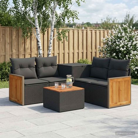 vidaXL Set di divani 6 pz Nero Rattan sintetico e Acciaio (1/5)