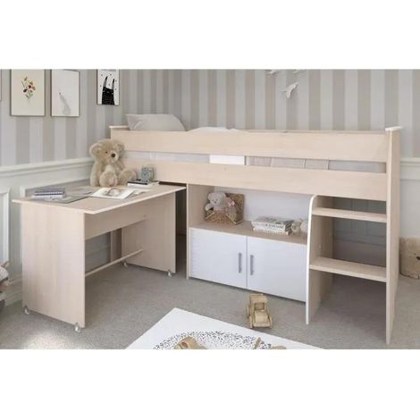 Parisot Modernes Kombibett Akazie Hellweiß 90x200 cm