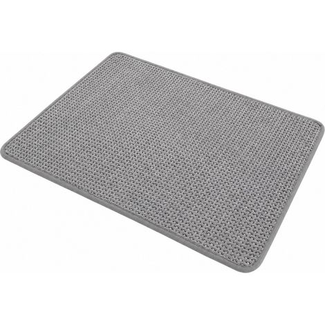 Tapis de bain antidérapant en chenille grise, 43 x 61 cm, doux, absorbant et à séchage rapide, avec envers en caoutchouc. (1/5)