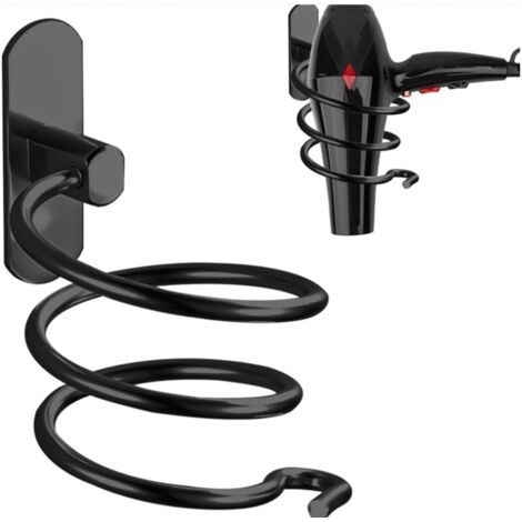 Porte Sèche Cheveux Forme de Spirale, Support Sèche Cheveux et de Lisseur Mural en Aluminium Fixation sans Perçage (1/5)