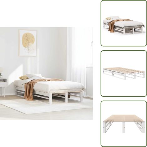 Cadre de lit sans matelas blanc 90x200 cm bois de pin massif - Cadre De Lit - Cadres De Lit - Lit - Cadre De Lit En Bois (1/5)