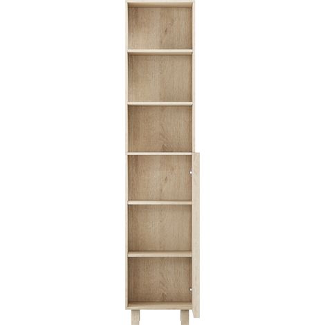 Mobile bagno alto 162,5 cm effetto rovere con ante e vani aperti MODENUIT (1/5)