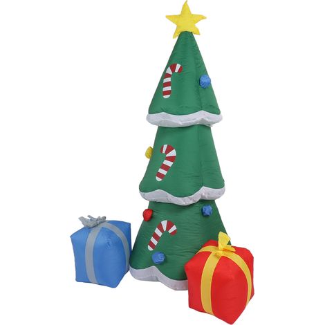 Décoration gonflable de sapin de Noël pour l'extérieur avec lumières LED, décoration de jardin gonflable, décoration de fête de Noël, 100-240 V, prise européenne de 1,8 m (1/5)
