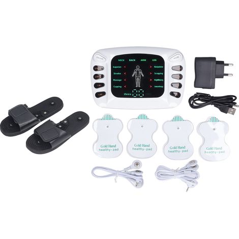 Appareil de massage TENS à double canal, 8 modes 15 vitesses, écran couleur, impulsion moyenne fréquence avec chausson, prise UE 100-240V (1/5)