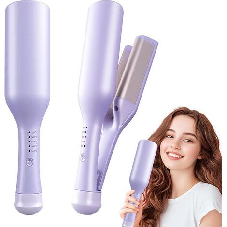 Fer à friser pour boucles larges 32 mm, fer à friser effet wavy, fer à friser effet plage, outil de coiffure avec arrêt automatique intelligent. (1/5)