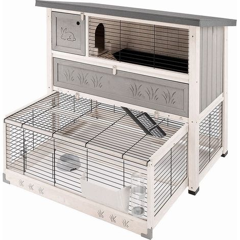 Ferplast RANCH 120 MAX Conigliera in legno FSC a due piani con struttura inferiore estraibile. Variante RANCH 120 MAX - Misure: 117 x 69 x h 107 cm - (1/4)