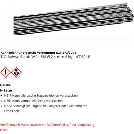 Filo per saldatura TIG L-1.4316 P.2.4mm lunghezza asta 1000mm (Per 5) (1/4)