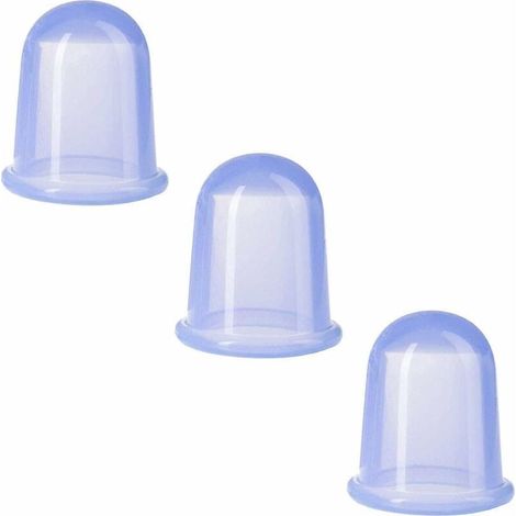 Set mit 3 traditionellen Silikon-Schröpfgläsern für schmerzlindernde Massagen, blau (1/4)