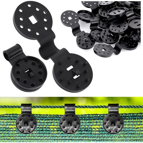 50 Pièces Clips pour Filet d'ombrage, Brise Vue, Toile de Clôture, Tissu Coupe-Vent, Clips de Fixation avec œillet en Plastique, Attaches Serre Filet de Jardin (avec Crochet) (1/4)