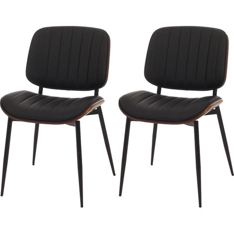 [NUNCA USADO] Juego de 2 sillas de comedor HHG-182, silla de cocina, madera curvada imitación cuero Oeko-Tex MVG, aspecto nogal, negro (1/5)