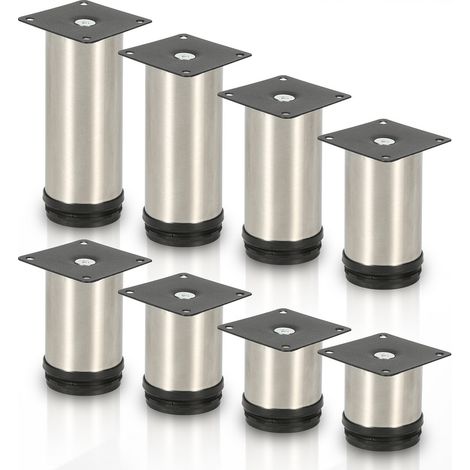 Pieds meubles inox réglables 60mm lot de 4 pour table et armoire (1/4)