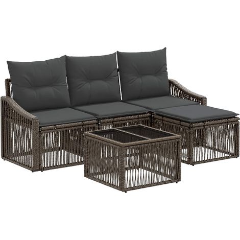 vidaXL Set Divano da Giardino 5 pcs Grigio polyrattan