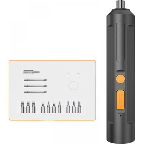 Tournevis électrique, mini perceuse à main, ensemble d'outils de tournevis ménagers, noir, 15 pièces (1/5)