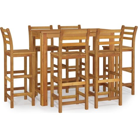 Maison Exclusive - Mesa y taburetes altos de jardín 7 pzas madera