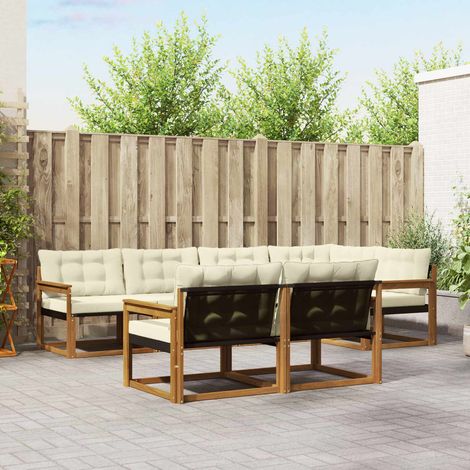 Outdoor-Sofagarnitur mit Kissen 7 pcs Natur und Creme