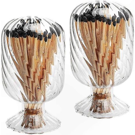 Lot de 2 porte-allumettes en spirale, cloche en verre pour allumettes de 10 cm (1/5)