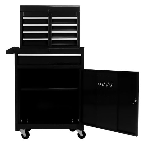 5 Schubladen Aufbaukasten, Mit Rollen Und Rollmöglichkeiten, Abnehmbare Oberen Und Verstellbare Regale, Garage -Werkzeugkasten (Schwarz/Black) (1/5)