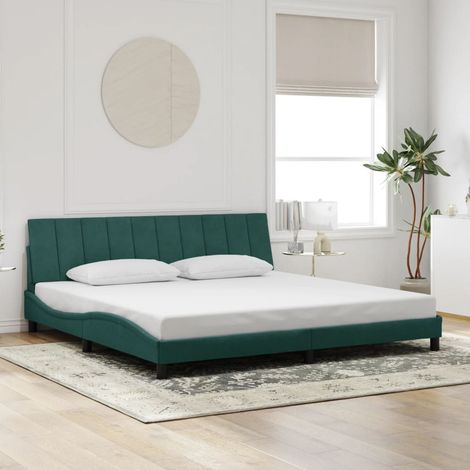 Cadre de lit sans matelas-Structure de lit vert foncé 200x200 cm velours 393843 (1/5)