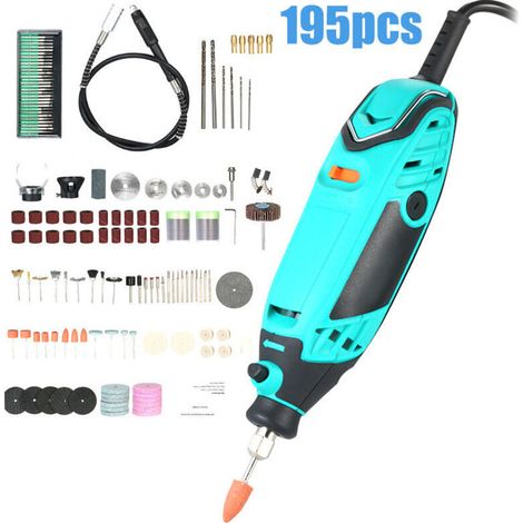 195PCS 130W Multifunctional Rotary Tools, Variable Speed 8000-30000 RPM, Electric Rotary Tool Kit for Cutting, Sanding, Drilling, Carving, Polishing, Engraving (1/5)