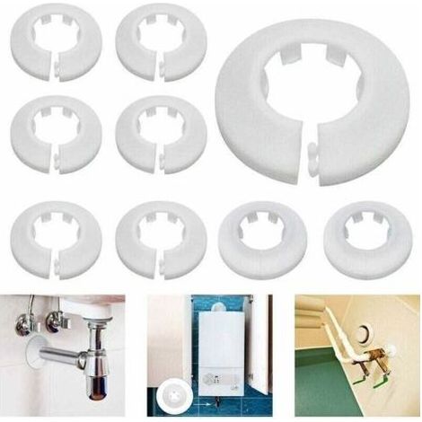 Rosace pour tuyaux de radiateurs, ouvertures de chauffage et sanitaires, ouvertures murales et au sol, 16 mm / 20 mm / 25 mm, 24 pièces (blanc) (1/5)