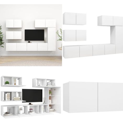 Ensemble de meuble TV 6 pcs Blanc Bois d'ingénierie - ensemble de meuble TV - ensembles de meuble TV - Home & Living (1/5)