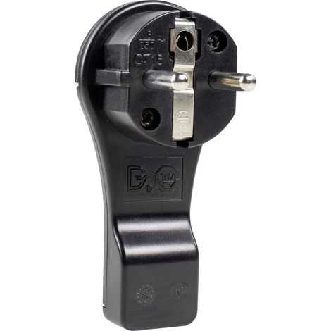 AS Schwabe 45039 Schutzkontakt-Flachstecker Kunststoff mit Aussteckhilfe 230 V Schwarz IP20 (1/2)