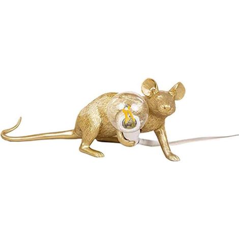 Lampe de souris Moderne Résine Souris Lampe Table Bureau Lumière Décoration De Chevet Forme Animale Lumière Prise Britannique