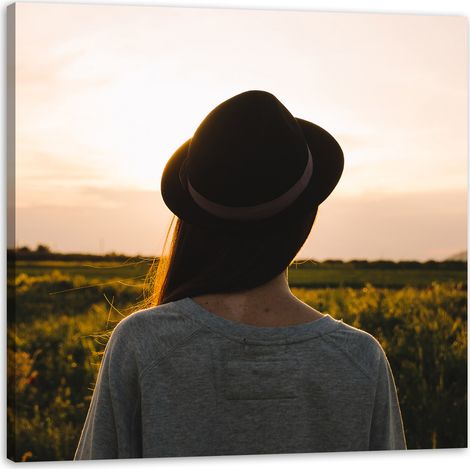 Leinwanddruck „Natur: Frau mit Hut“, 40 x 40 cm
