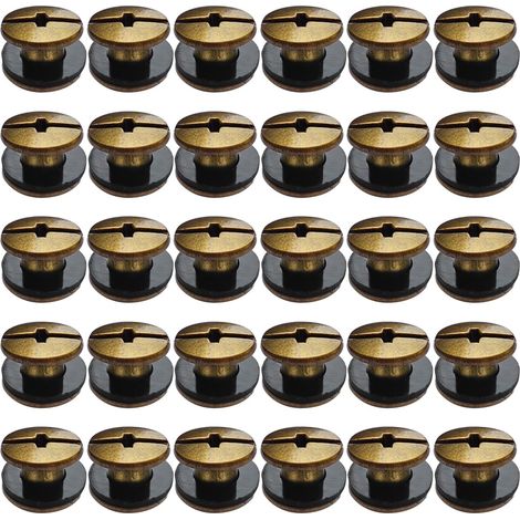 30 Kits Vis Chicago Screws,M54mm Vis de Livre,Rivet a Visser de remplacement en métal pour sacs, livres, colliers, sacs à dos, laisses de chien, laisses (Bronze) (1/5)