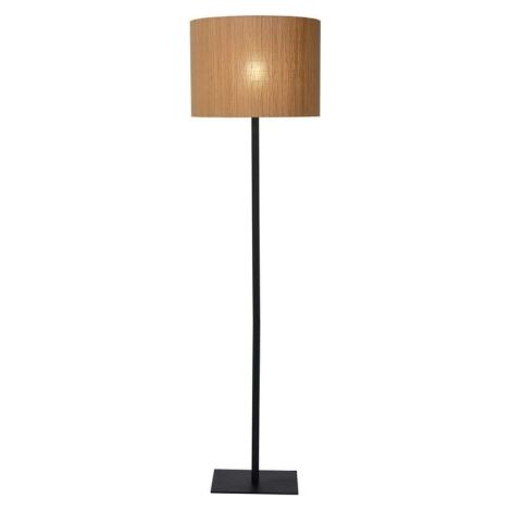 Lampada da terra Lucide Magius rattan nera E27 h160cm