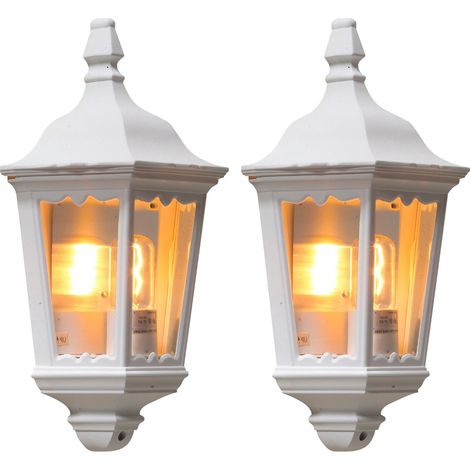 2er-Set weiße Wandleuchten Halbschale FIRENZE, E27, Aluminium, Höhe 44 cm (1/4)