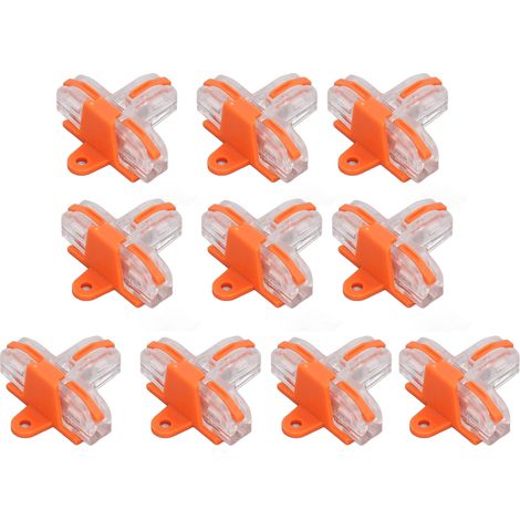 Lot de 10 connecteurs de fils en T, boîtier en cuivre PC transparent, bornier à épissure rapide, orange (1/5)