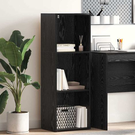 Bücherregal Schwarz Eichen-Optik 40 x 30 x 114 cm Holzwerkstoff