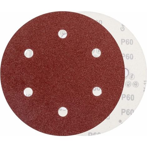 Disque de ponçage 225 mm grain P60 6 trous disques auto-agrippants, 10 tampons de papier abrasif ronds pour ponceuse à cloison sèche,ponceuse à cloison sèche,Ponceuse Girafe,Ponceuse Murale. (1/5)
