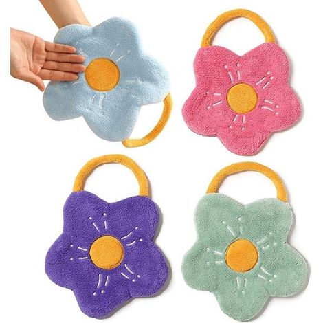4 toallas decorativas, toallas de invitados de secado rápido para el baño, adecuadas para el tocador, 4 colores mezclados, juego de toallas de algodón divertido y absorbente.