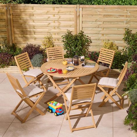 Rowlinson Ashdown Folding 6 Seat Round Dining Set with Cushions (1/5)